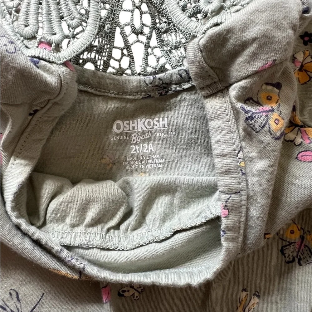 Oshkosh B’gosh Sage Floral Butterfly Crochet Top | 2T